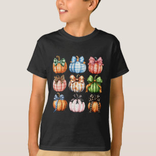 Funny Halloween Coquette Bow Pumpkin Autumn Thanks T-Shirt