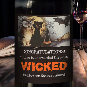 Funny Halloween Costume Award Wine Label