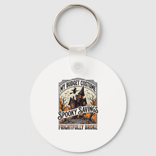 Funny Halloween Costume Broke Witch Haunted House  Key Ring (Front)