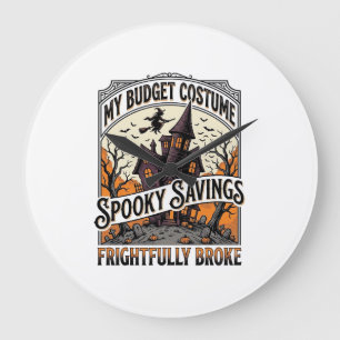 Funny Halloween Costume Broke Witch Haunted House  Large Clock