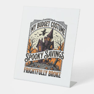 Funny Halloween Costume Broke Witch Haunted House  Pedestal Sign