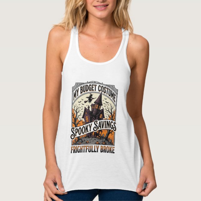 Funny Halloween Costume Broke Witch Haunted House  Singlet (Front)