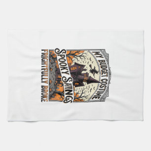 Funny Halloween Costume Broke Witch Haunted House Tea Towel