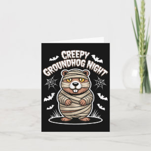 Funny Halloween Costume Creepy Groundhog Night  Card
