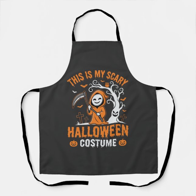 Funny Halloween Costume Grim Reaper Graveyard Desi Apron (Front)
