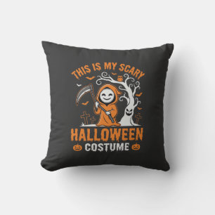 Funny Halloween Costume Grim Reaper Graveyard Desi Cushion