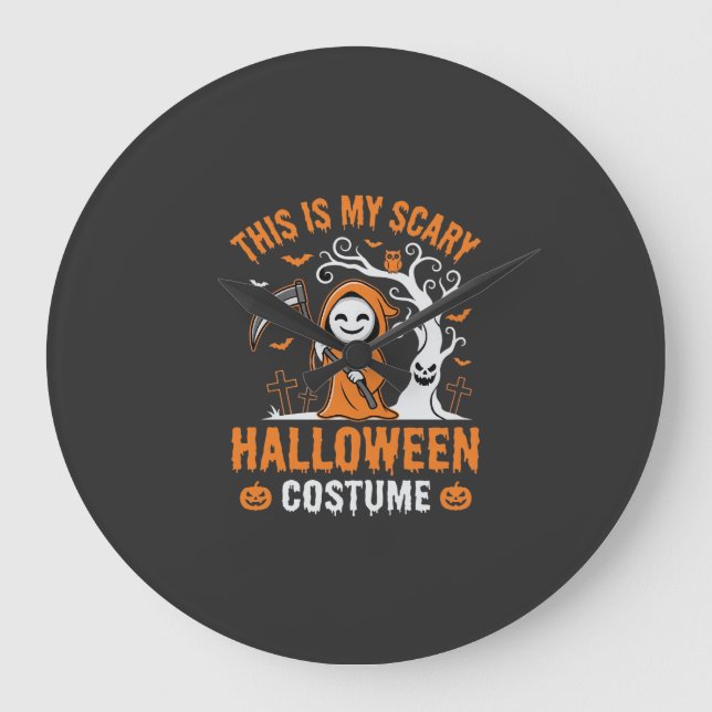 Funny Halloween Costume Grim Reaper Graveyard Desi Large Clock (Front)