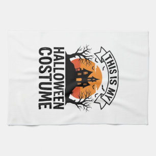 Funny Halloween Costume Haunted House Vintage Shir Tea Towel