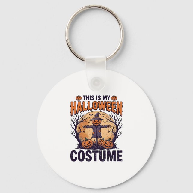 Funny Halloween Costume Pumpkin Witch Shirt Design Key Ring (Front)