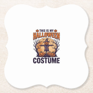 Funny Halloween Costume Pumpkin Witch Shirt Design Paper Coaster