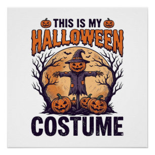Funny Halloween Costume Pumpkin Witch Shirt Design Poster