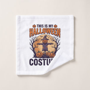 Funny Halloween Costume Pumpkin Witch Shirt Design Wash Cloth
