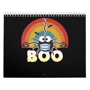 Funny Halloween Costume Spider Wearing Mask Boo Calendar