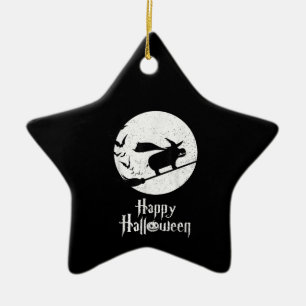 Funny Halloween Costume Witch Hippo Lover Gift Ceramic Tree Decoration