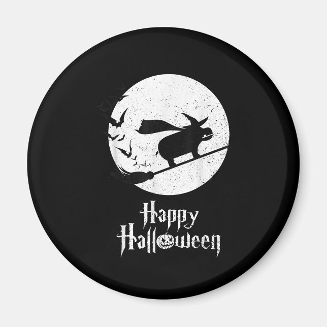 Funny Halloween Costume Witch Hippo Lover Gift Magnet (Front)