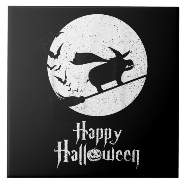 Funny Halloween Costume Witch Hippo Lover Gift Tile (Front)