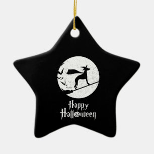 Funny Halloween Costume Witch WHIPPET Dog Lover Gi Ceramic Tree Decoration
