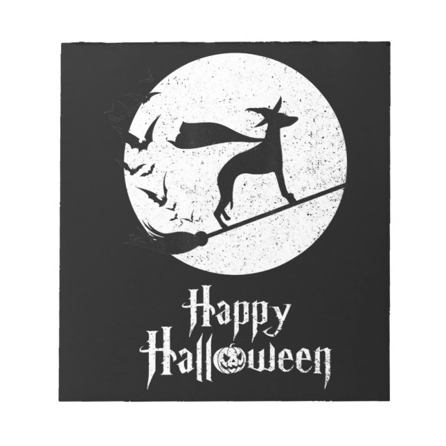 Funny Halloween Costume Witch WHIPPET Dog Lover Notepad (Front)