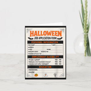 Funny Halloween Costumes Job Application Costume Card