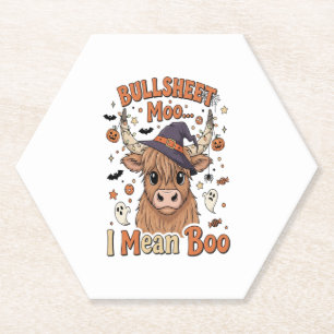 Funny Halloween Cow Bullsheet I Mean Paper Coaster