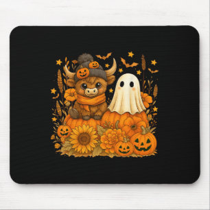 Funny Halloween Cow Ghost Spooky Autumn Pumpkin Mouse Pad