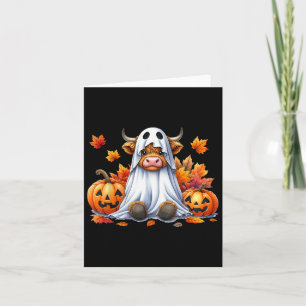 Funny Halloween Cow Ghost Spooky Pumpkin Hello Fal Card