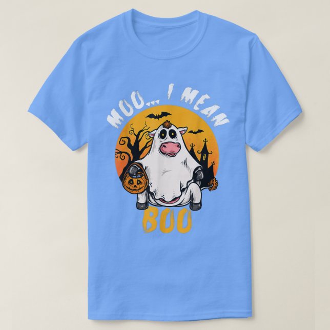 Funny Halloween Cow Moo I Mean Boo Pumpkin Farmer  T-Shirt (Design Front)