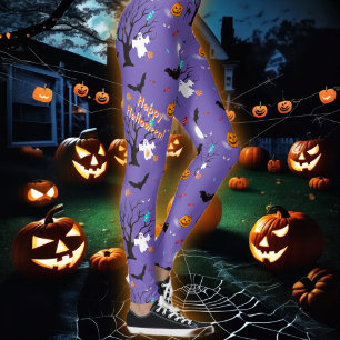 Funny Halloween creatures and candies Leggings