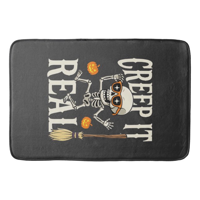 Funny Halloween Creep It Real Dancing Skeleton Des Bath Mat (Front)