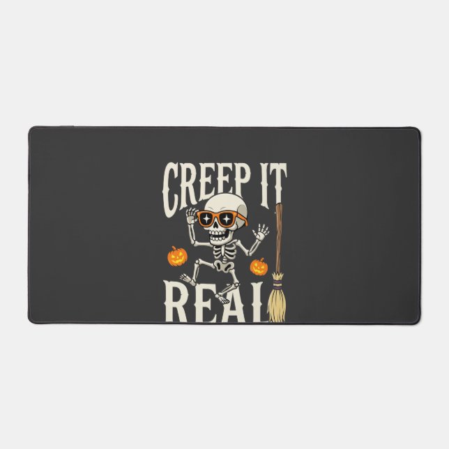 Funny Halloween Creep It Real Dancing Skeleton Des Desk Mat (Front)