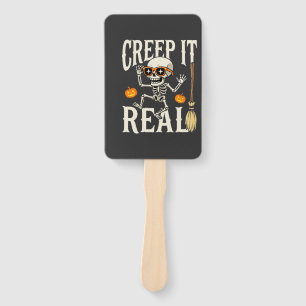 Funny Halloween Creep It Real Dancing Skeleton Des Hand Fan