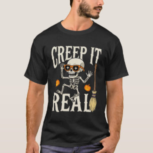 Funny Halloween Creep It Real Dancing Skeleton Des T-Shirt