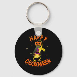 Funny Halloween Cute Crested Eyelash Gecko Pumpkin Key Ring