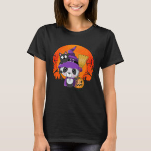 Funny Halloween Cute Panda Kitty Cat Witch Costume T-Shirt