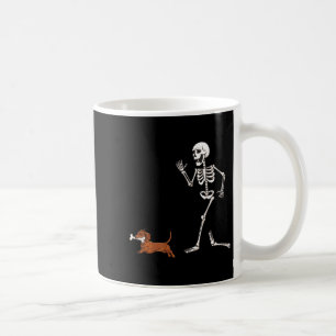 Funny Halloween Dachshund And Skeleton Coffee Mug