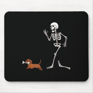 Funny Halloween Dachshund And Skeleton Mouse Pad