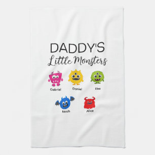 Funny Halloween Daddy's Little Monster  Tea Towel