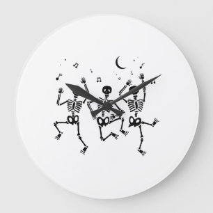 Funny Halloween Dancing Skeletons Happy Halloween Large Clock