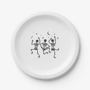 Funny Halloween Dancing Skeletons Happy Halloween Paper Plate