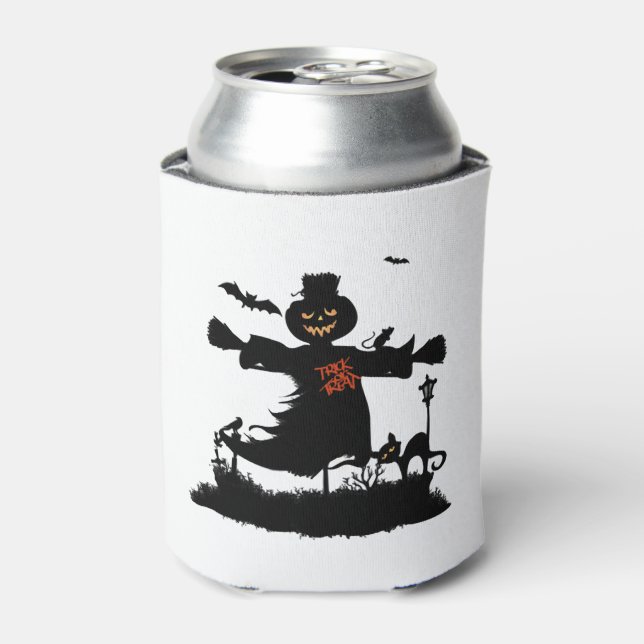 Funny halloween design with scarecrow can cooler (Can Front)