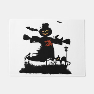 Funny halloween design with scarecrow doormat