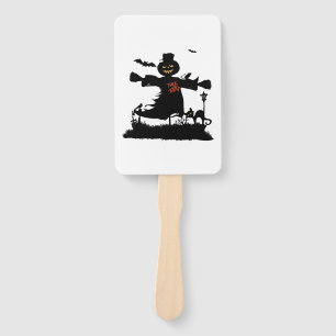 Funny halloween design with scarecrow hand fan