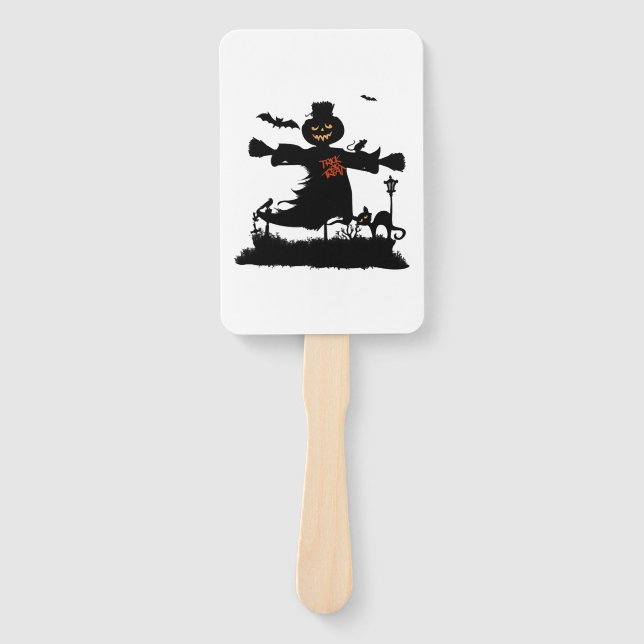 Funny halloween design with scarecrow hand fan (Front)