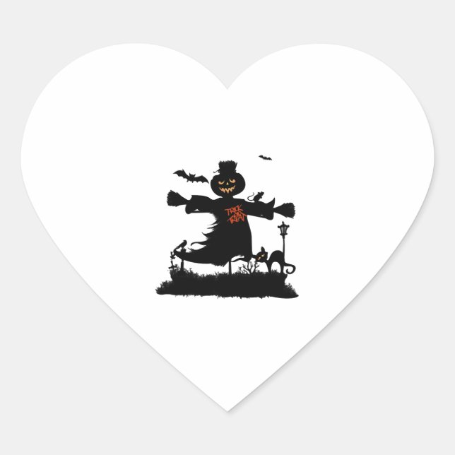 Funny halloween design with scarecrow heart sticker (Front)