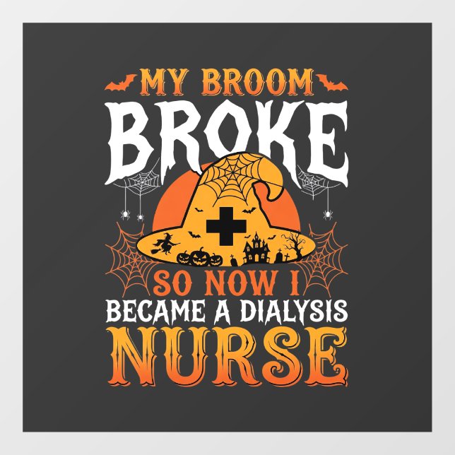 Funny Halloween Dialysis Nurse Witch Broom Design (Sheet)