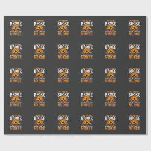 Funny Halloween Dialysis Nurse Witch Broom Design Wrapping Paper