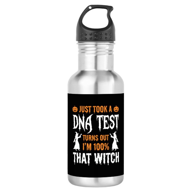 Funny Halloween DNA Test Witch Graphic 532 Ml Water Bottle (Front)