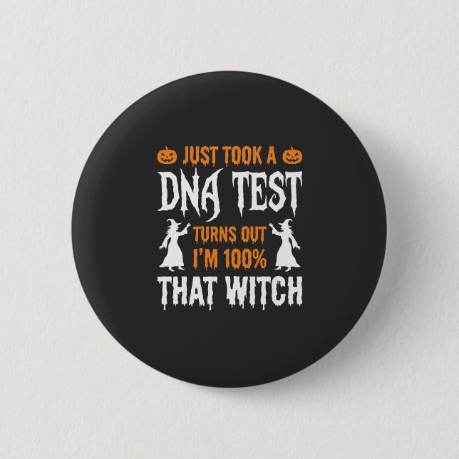 Funny Halloween DNA Test Witch Graphic 6 Cm Round Badge (Front)