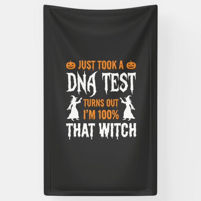Funny Halloween DNA Test Witch Graphic Banner (Vertical)