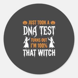 Funny Halloween DNA Test Witch Graphic Classic Round Sticker